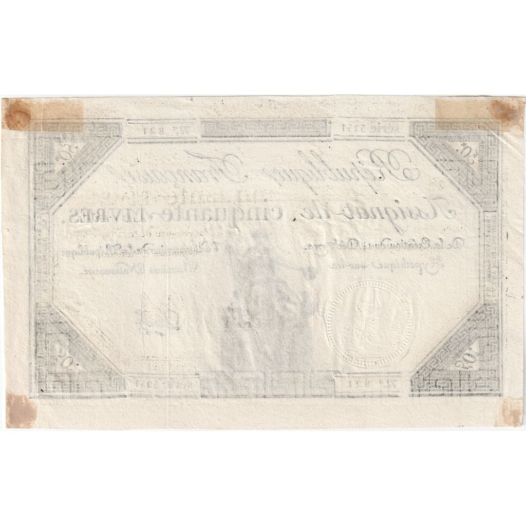 Francia, 50 Livres, 1792-12-14, 5251, MBC+