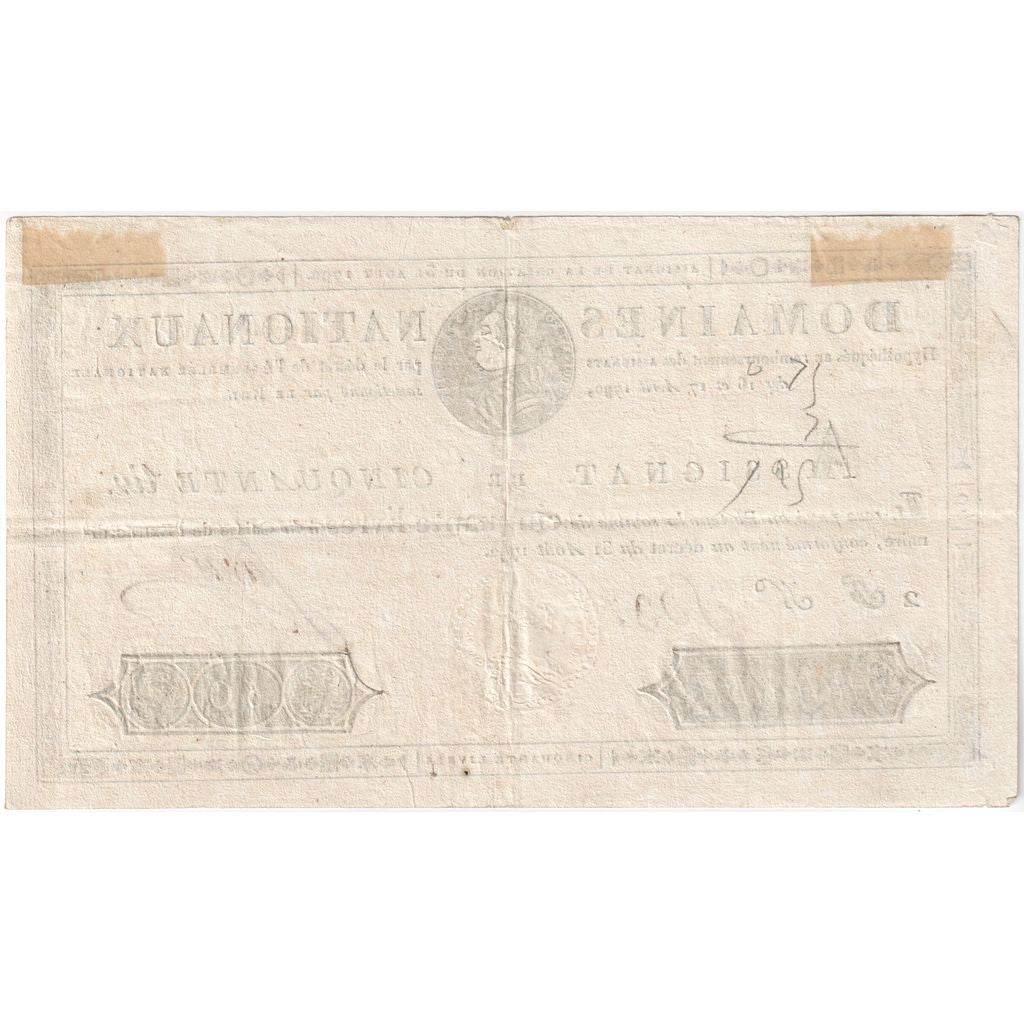 France, 50 Livres, 1792-08-31, 2F, AU(50-53)