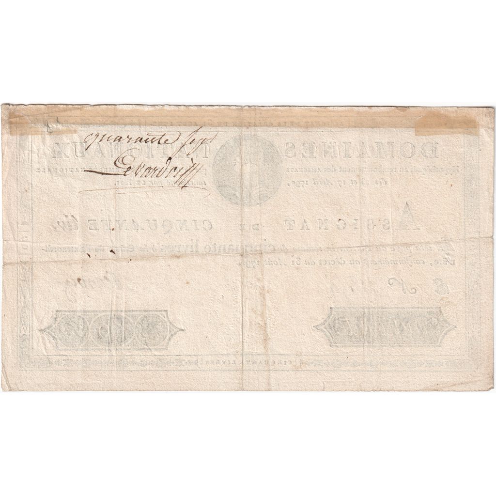 France, 50 Livres, 1792-08-31, E, TTB