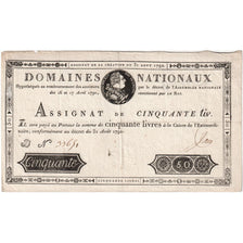 Francja, 50 Livres, 1792-08-31, D, AU(50-53)