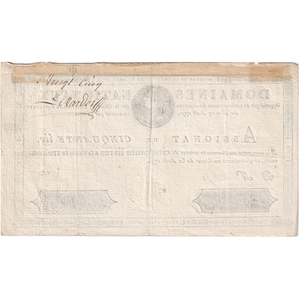 Francia, 50 Livres, 1792-08-31, D, BB+