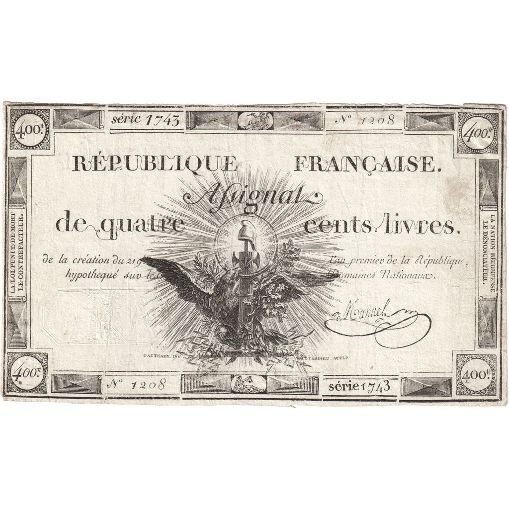 Francia, 400 Livres, 1792-11-21, 1743, BC+
