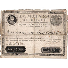 Francia, 500 Livres, 1791-06-19, 2B, B+