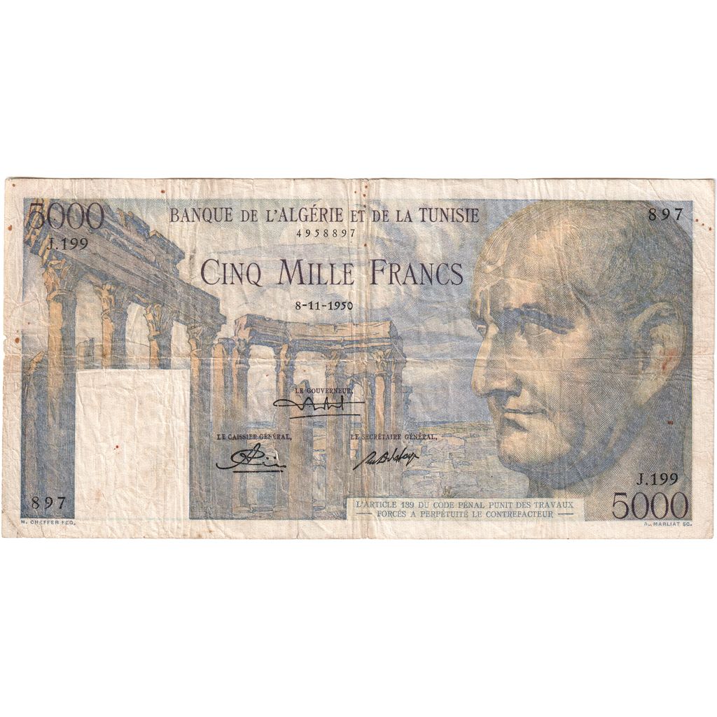 Tunisia, 5000 Francs, 1950-11-08, MB