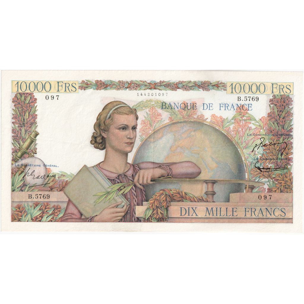 Francia, 10000 Francs, Génie Français, 1953-11-05, B.5769, BB+