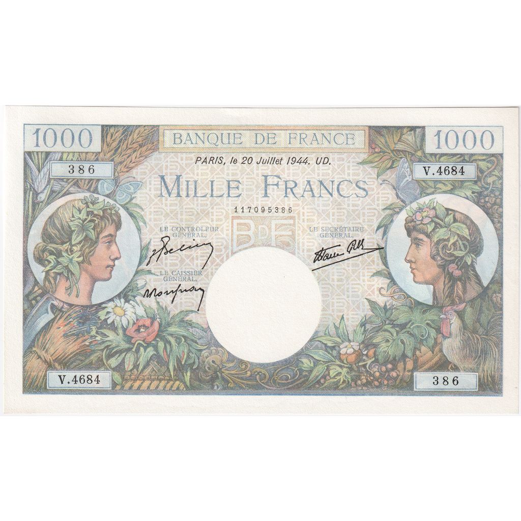 Francia, 1000 Francs, Commerce et Industrie, 1944-07-20, V.4684, FDS