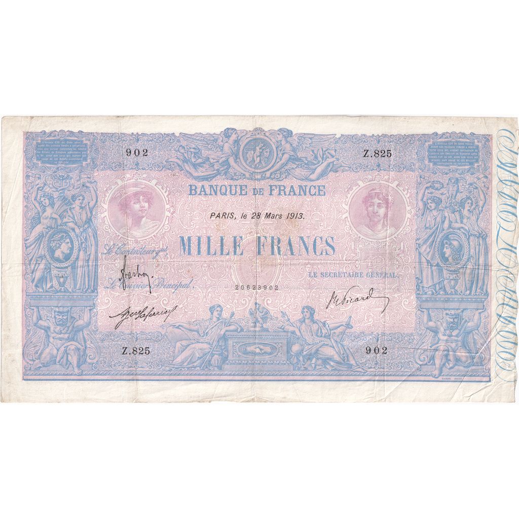Francia, 1000 Francs, Bleu et Rose, 1913-03-28, Z.825, BB