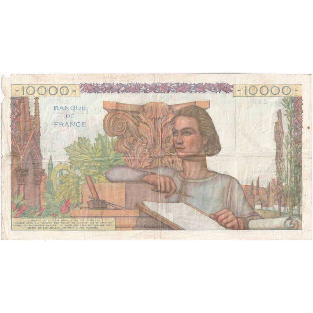 Francia, 10000 Francs, Génie Français, 1954-03-04, N.6777, MB
