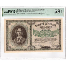 Belgio, 100 Francs, 1915-05-08, German occupation, AU 58 EPQ, PMG