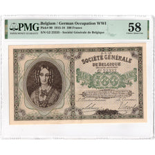 Belgio, 100 Francs, 1915-05-08, German occupation, AU 58, PMG