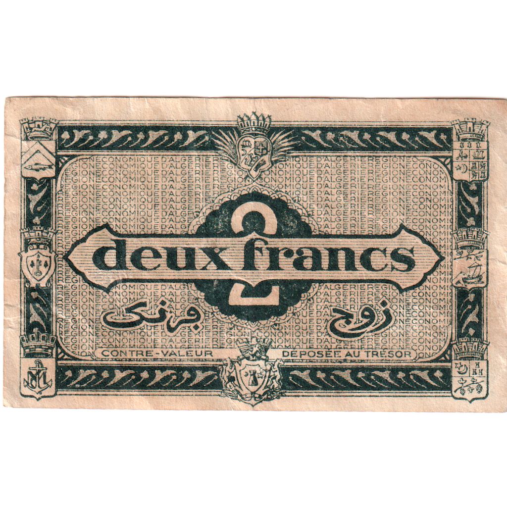 Argélia, 2 Francs, 1944-01-31, EF(40-45)