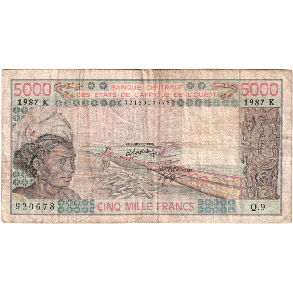 Senegal, 5000 Francs, 1987, TB