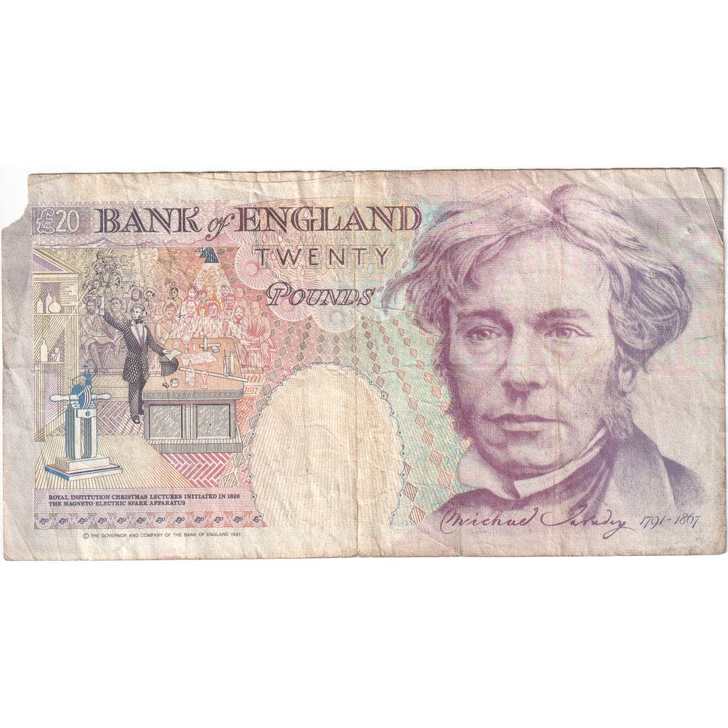Verenigd Koninkrijk, 20 Pounds, 1991, TB