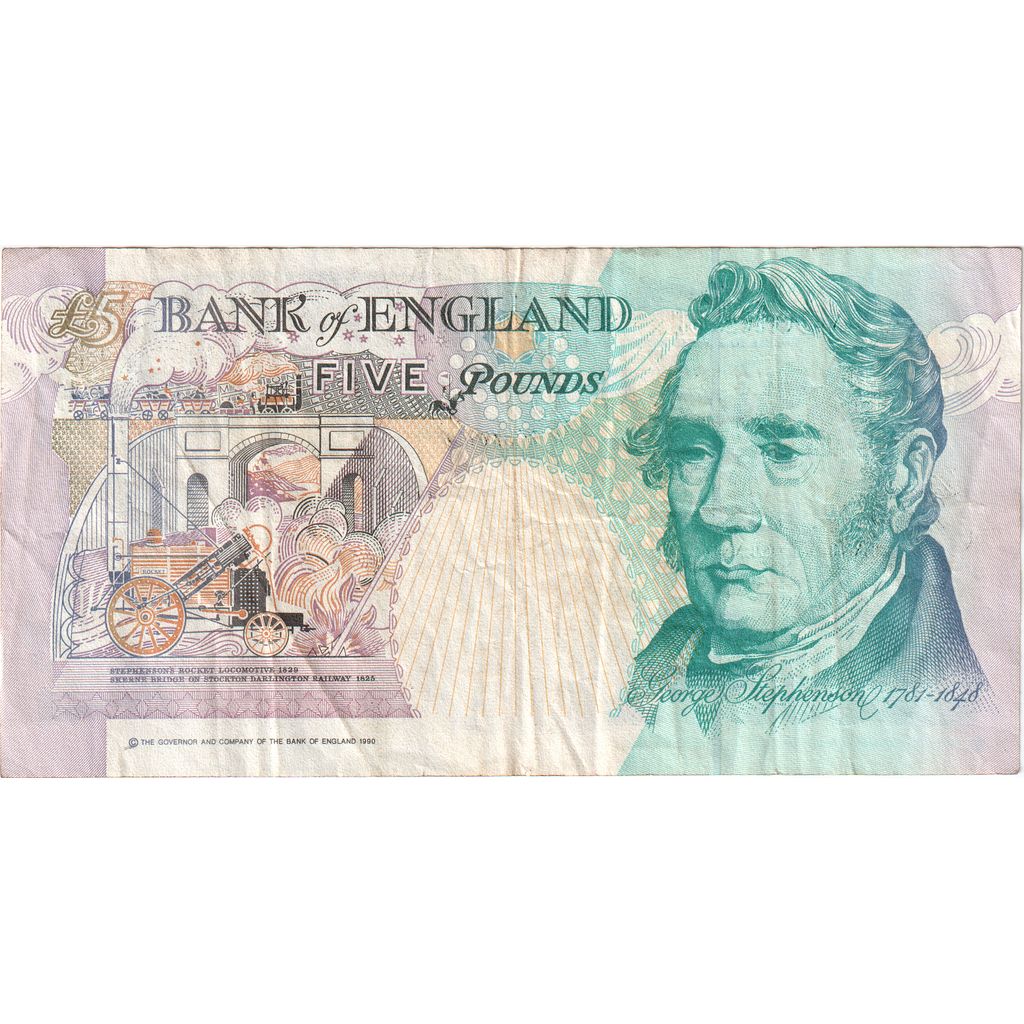 Reino Unido, 5 Pounds, 1990, MBC