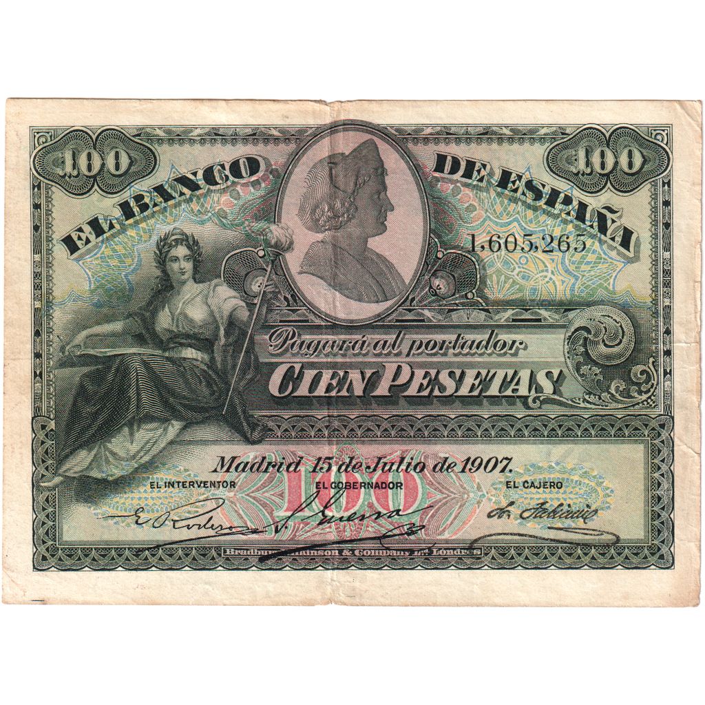España, 100 Pesetas, 1907-07-15, BC