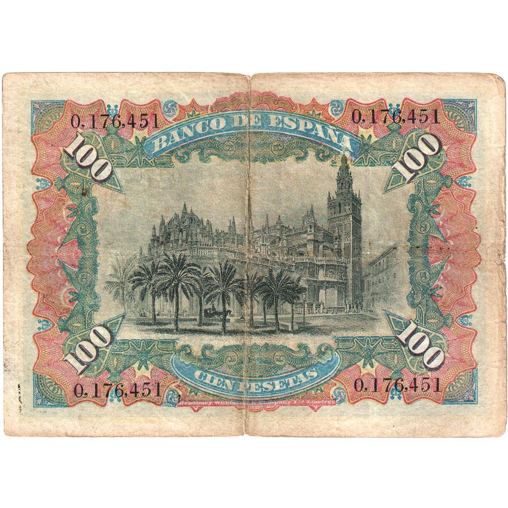 Spanje, 100 Pesetas, 1907-07-15, TB