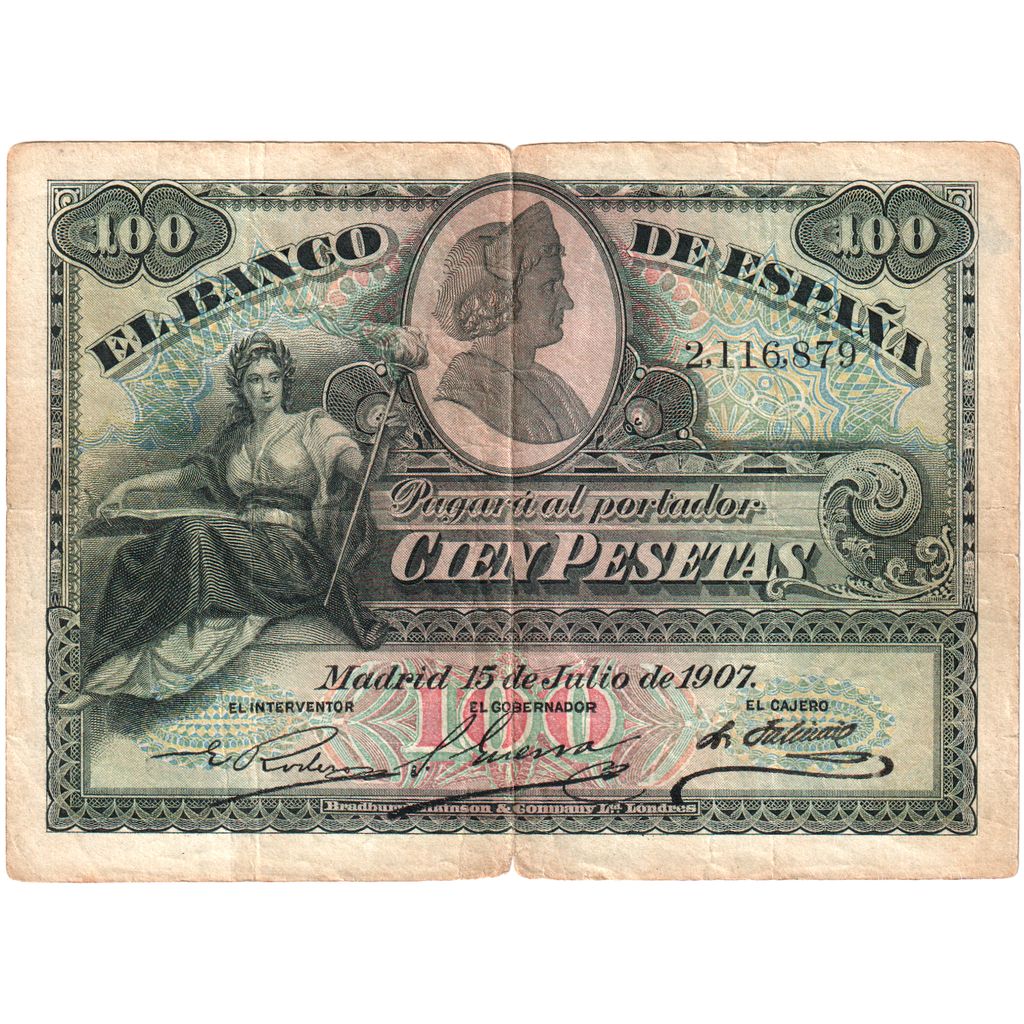 Spanje, 100 Pesetas, 1907-07-15, B+