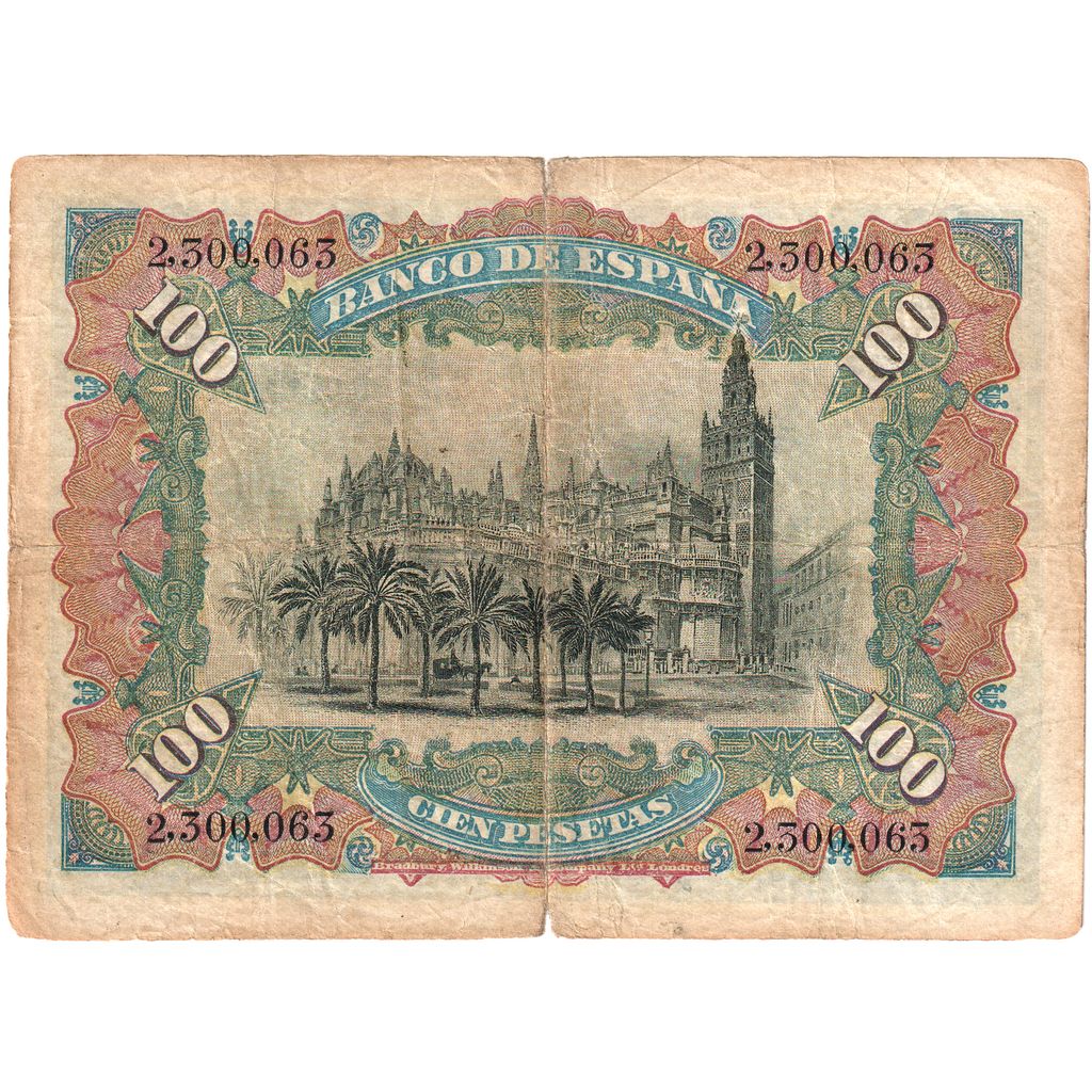Spagna, 100 Pesetas, 1907-07-15, B+