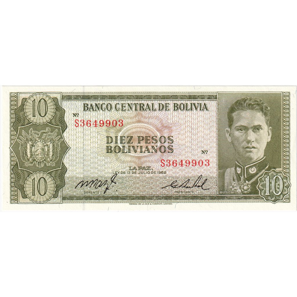 Bolivia, 10 Pesos Bolivianos, 1962-06-13, FDS
