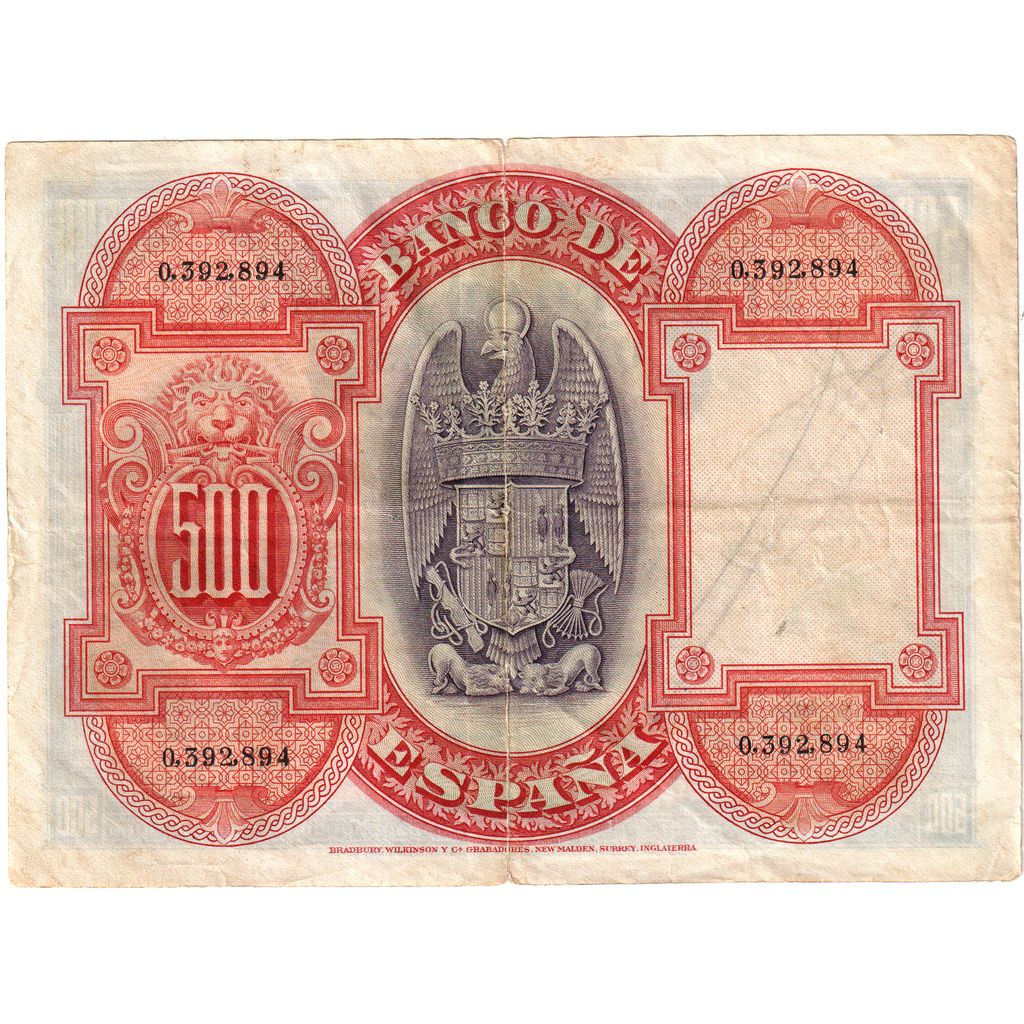 Spanien, 500 Pesetas, 1927-07-24, S+
