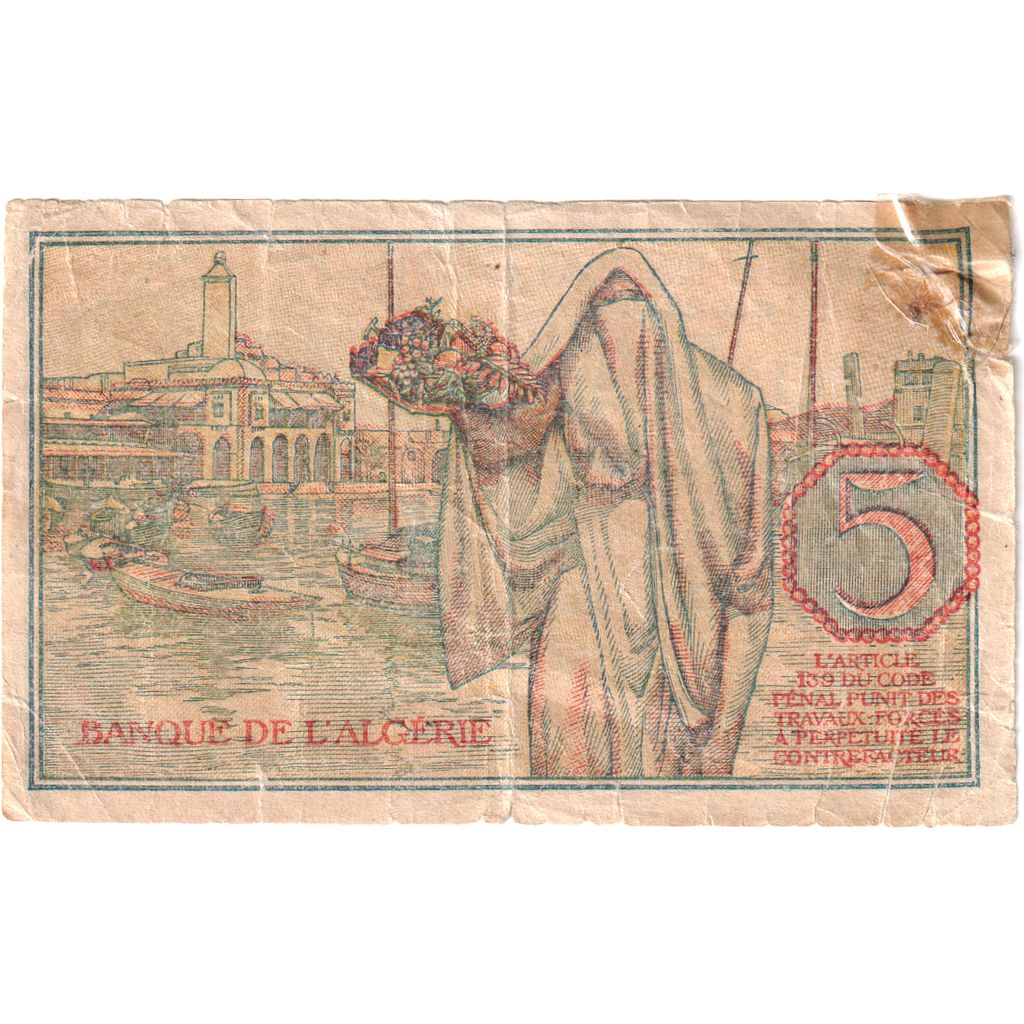 Algeria, 5 Francs, 1944-10-02, SGE+
