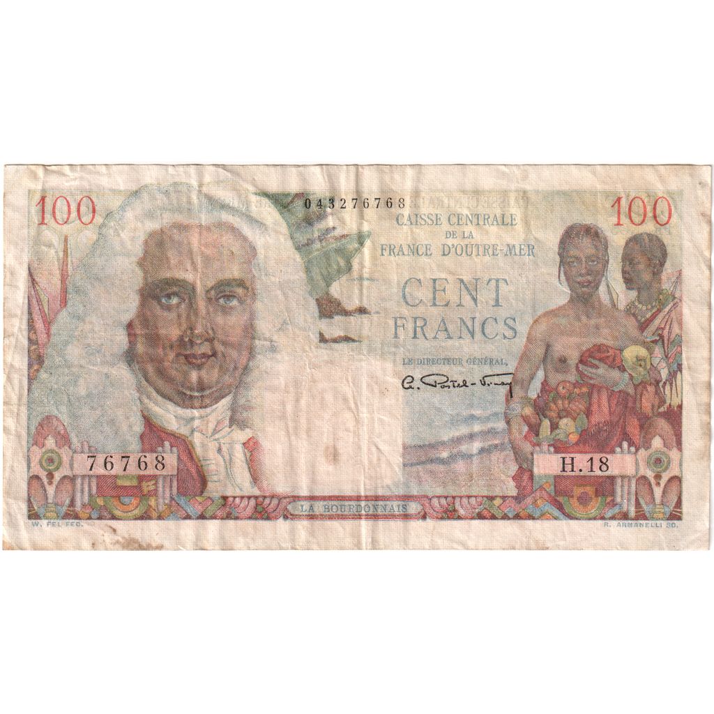 Central African States, 100 Francs, La Bourdonnais, Undated (1947), VF(30-35)