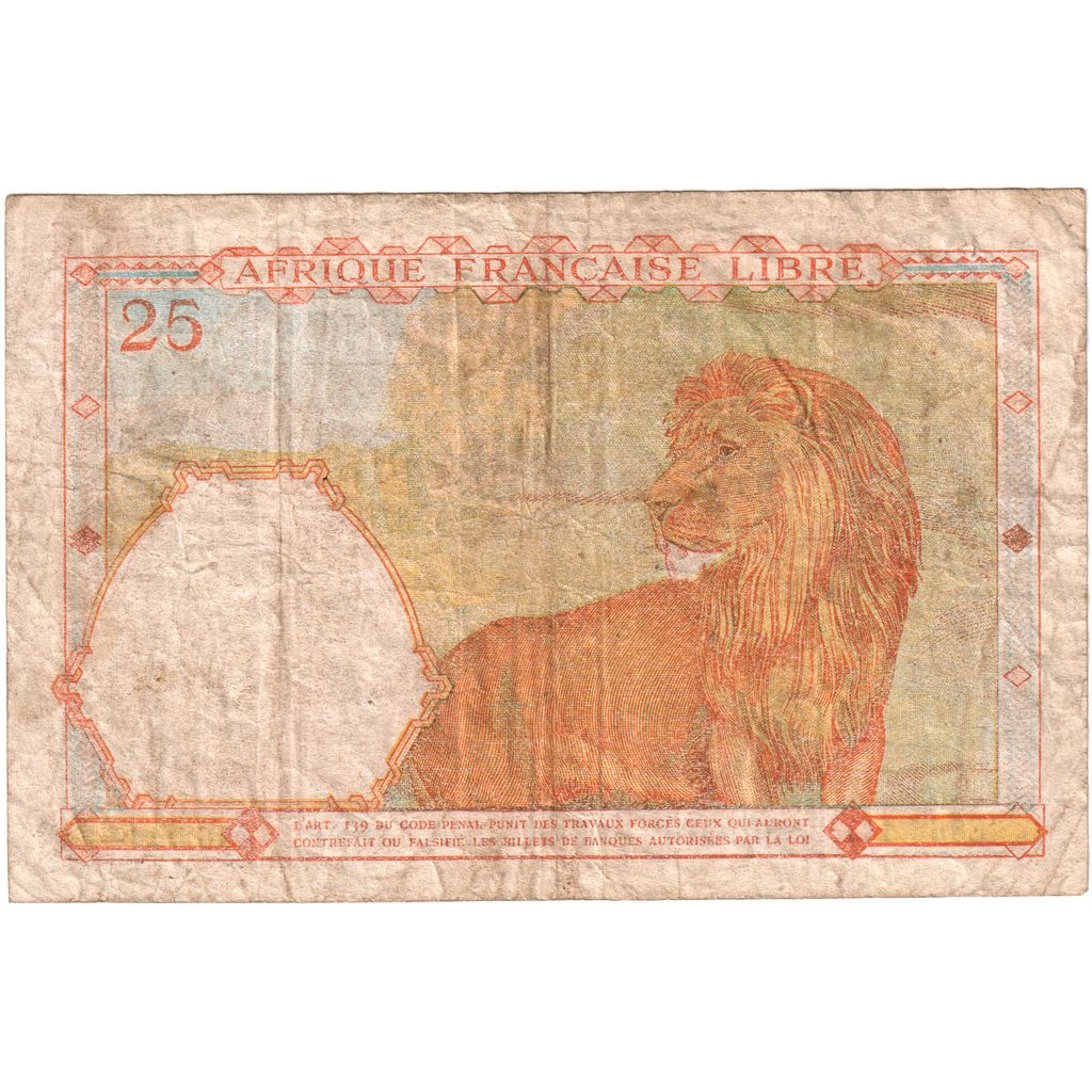 África ecuatorial francesa, 25 Francs, Undated (1941), BC