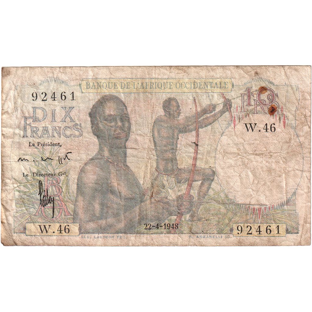 Francuska Afryka Zachodnia, 10 Francs, 1948-04-22, F(12-15)