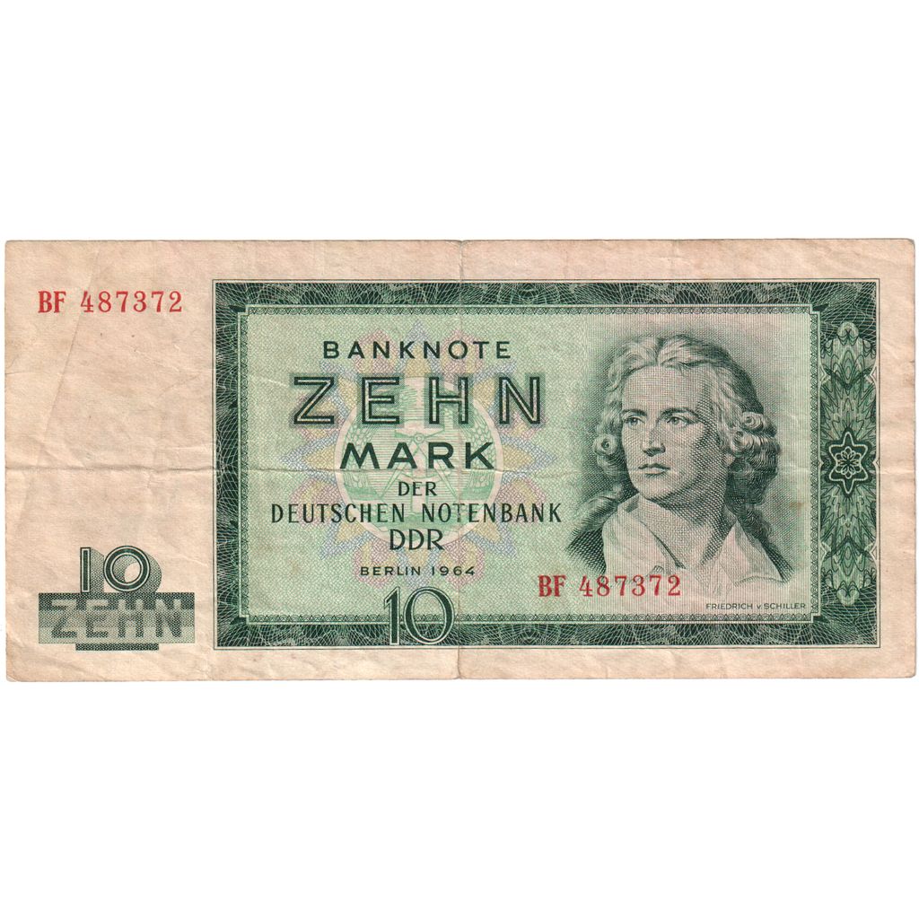 Democratic Republic of Germany, 10 Mark, 1964, VF(30-35)