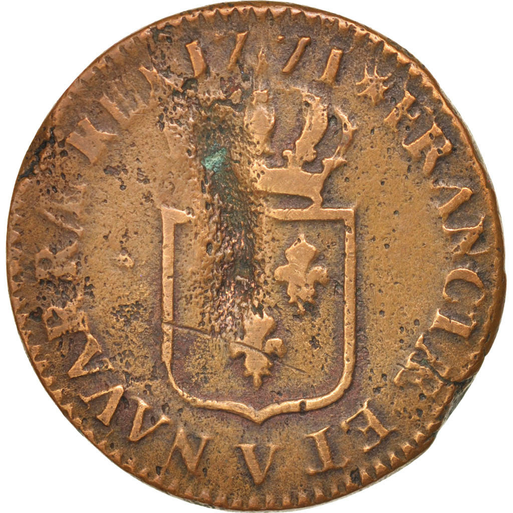 Coin, France, Louis XV, Sol à la vieille tête, Sol, 1771, Troyes, VF(30-35)