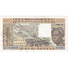 Ivory Coast, 1000 Francs, 1981, AU(55-58)