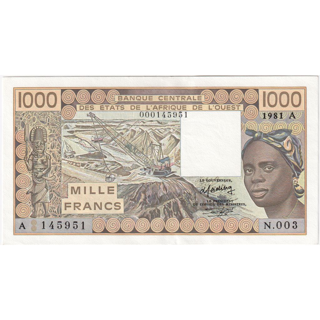 Ivory Coast, 1000 Francs, 1981, UNC(63)
