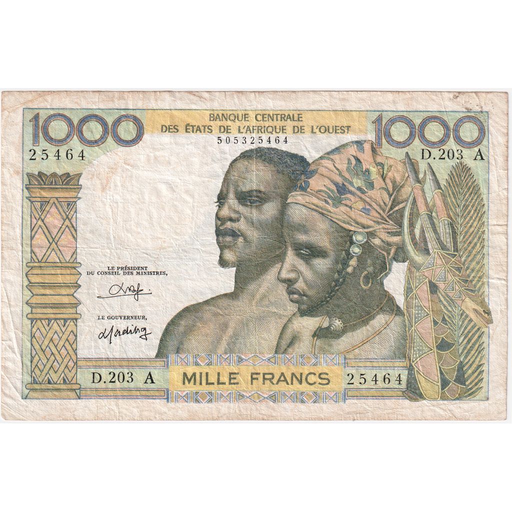 Wybrzeże Kości Słoniowej, 1000 Francs, EF(40-45)
