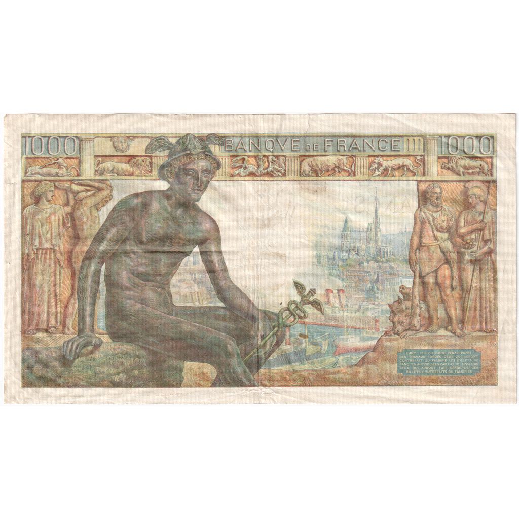 Francia, 1000 Francs, Déesse Déméter, 1943-04-29, J.4985, BB