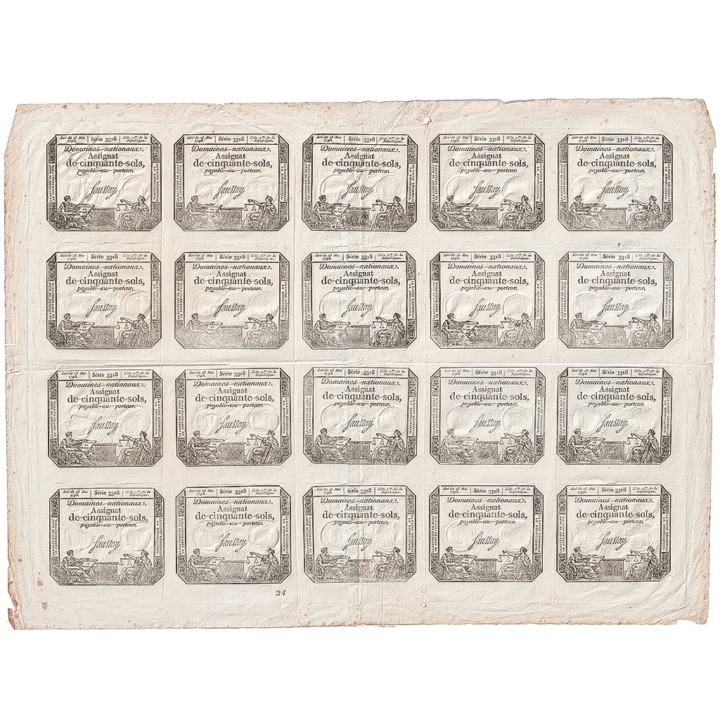 França, 50 Sols, 1793-05-23, 3318, Planche, AU(55-58)