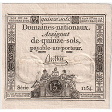 France, 15 Sols, 1792-10-24, Serie 1154, AU(50-53)