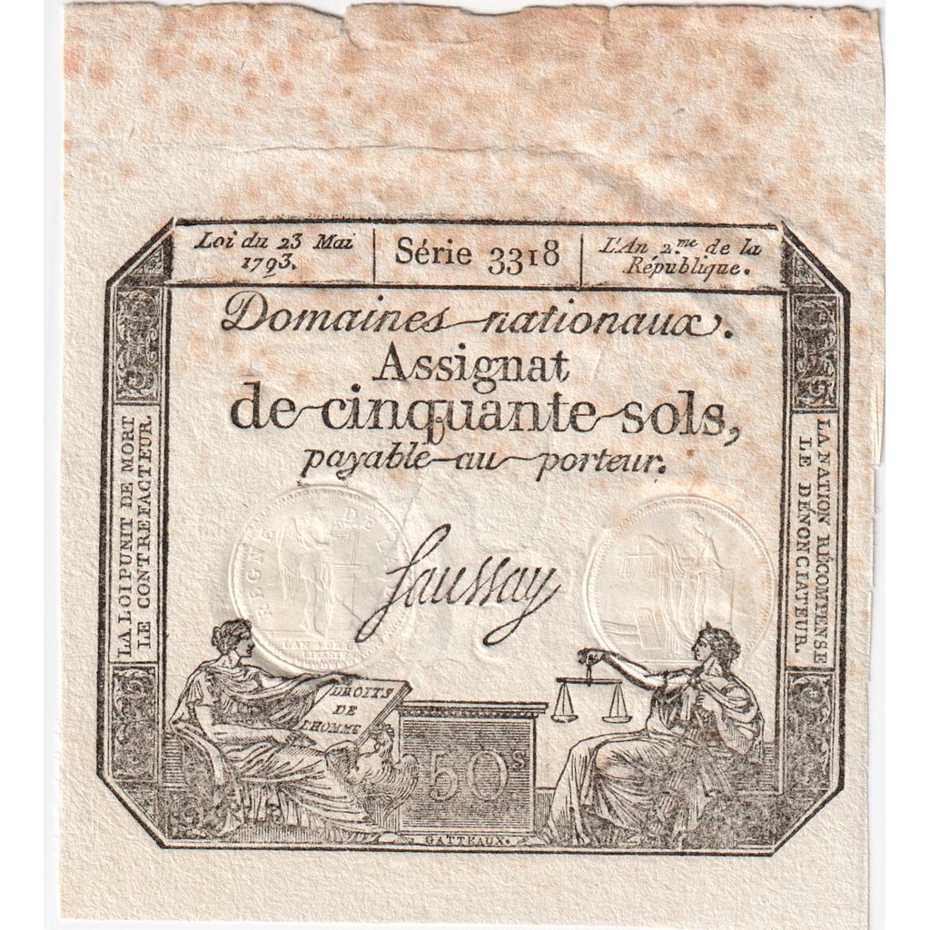 France, 50 Sols, 1793-05-23, 3318, EF(40-45)