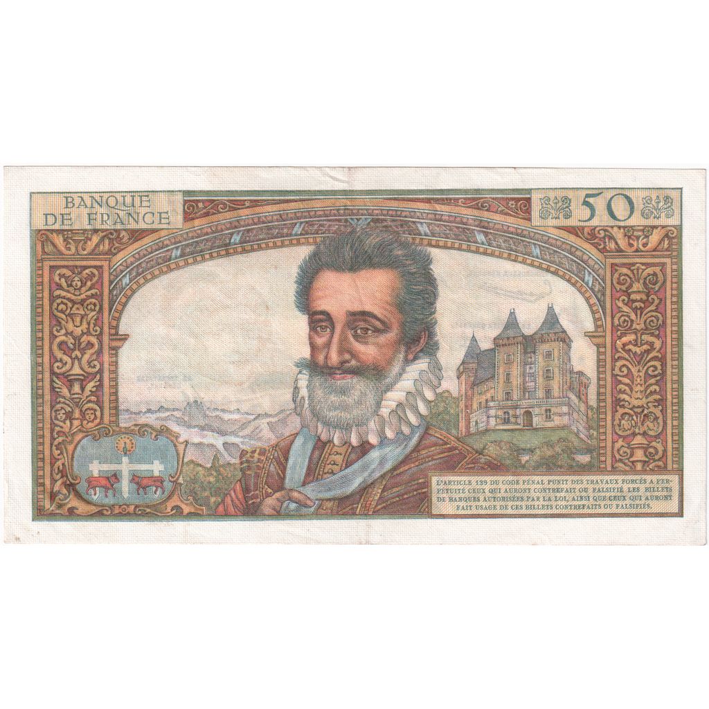 France, 50 Nouveaux Francs, Henri IV, 1959-03-05, L.9, EF(40-45)