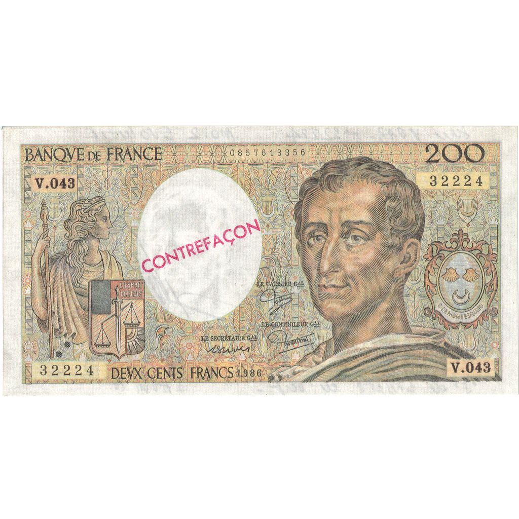 Francia, 200 Francs, Montesquieu, 1986, V.043, FAUX, SPL