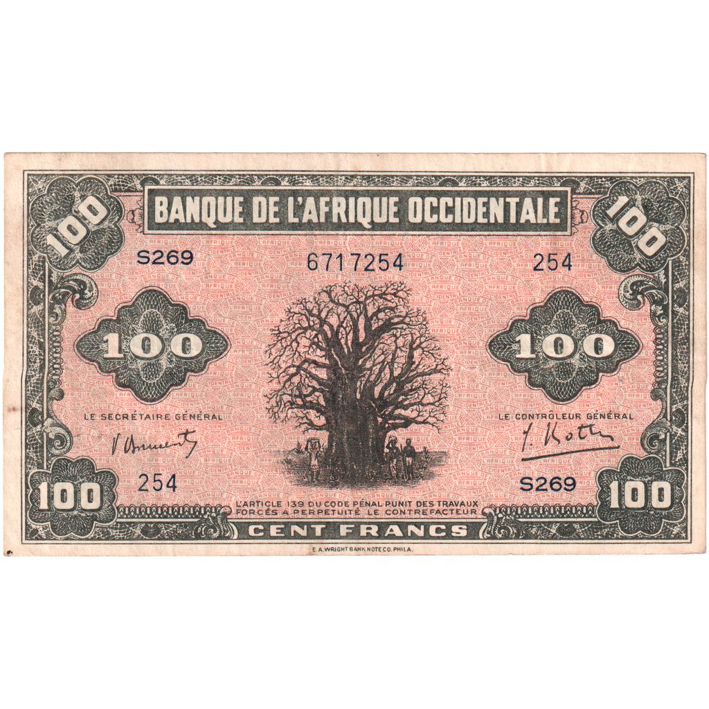 Afrique occidentale française, 100 Francs, 1942-12-14, TTB