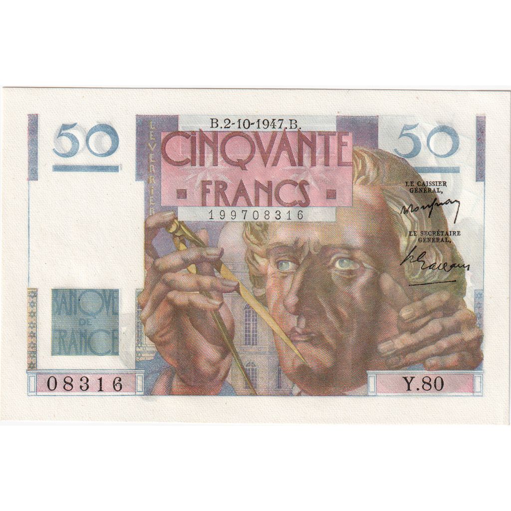 France, 50 Francs, Le Verrier, 1947-10-02, Y.80, NEUF