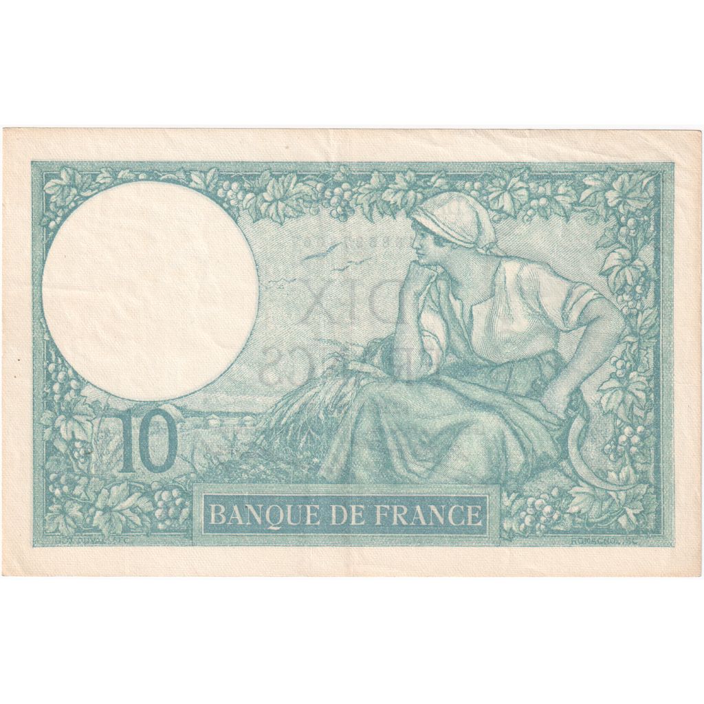 France, 10 Francs, Minerve, 1932-08-25, D.67416, AU(55-58)