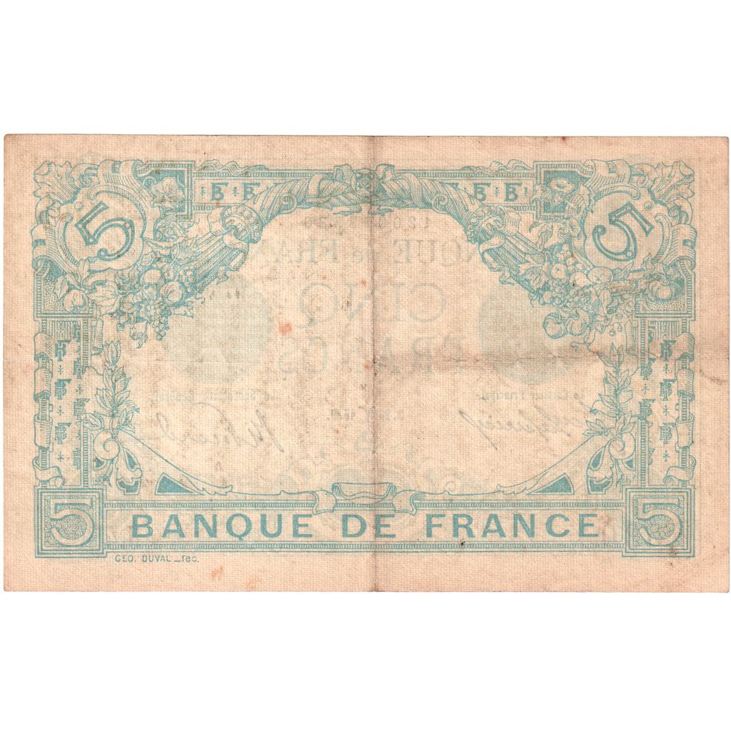Francia, 5 Francs, Bleu, 1915-03-20, J.4804, MBC