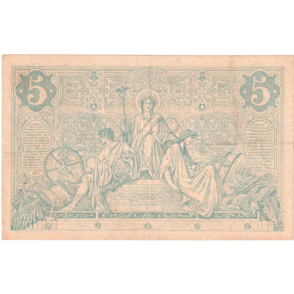 France, 5 Francs, Noir, 1873-03-20, R.2157, AU(50-53)