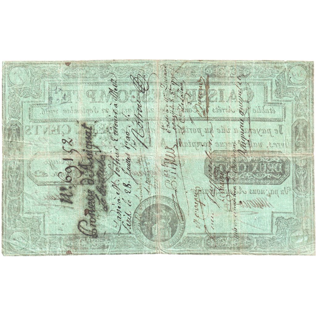 France, 200 Livres, 1790-02-04, G, Caisse d'Escompte, VF(30-35)