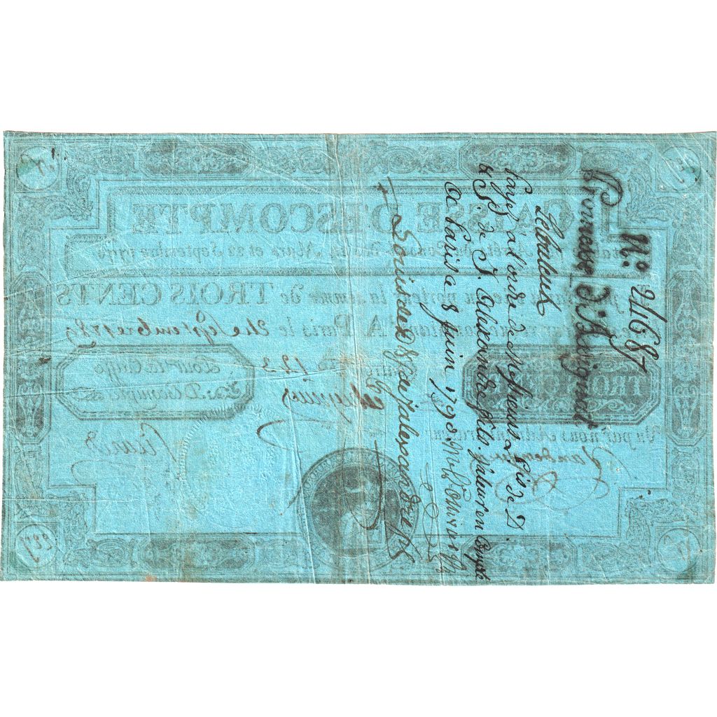 Francja, 300 Livres, 1789-09-22, N, Caisse d'Escompte, VF(30-35)