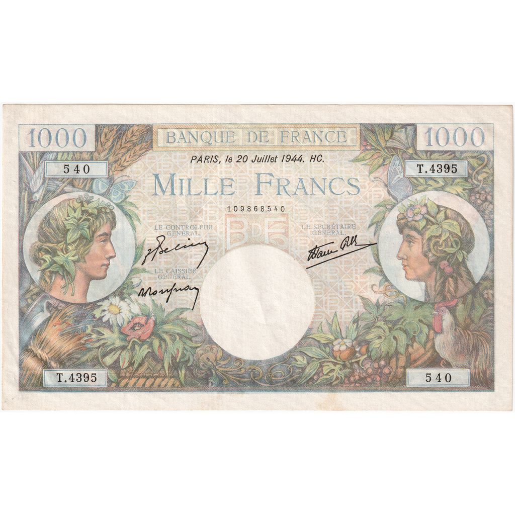 Frankrijk, 1000 Francs, Commerce et Industrie, 1944-07-20, T.4395, SUP+