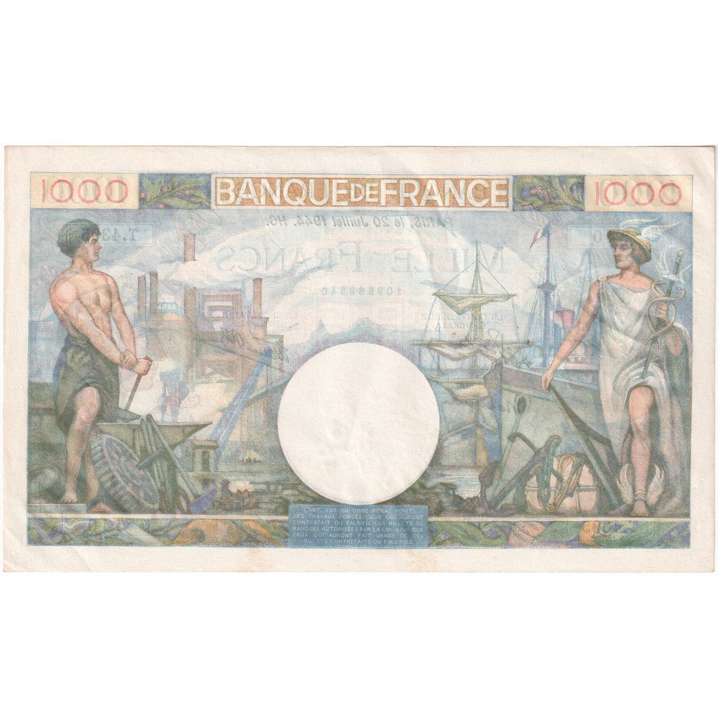 Frankrijk, 1000 Francs, Commerce et Industrie, 1944-07-20, T.4395, SUP+