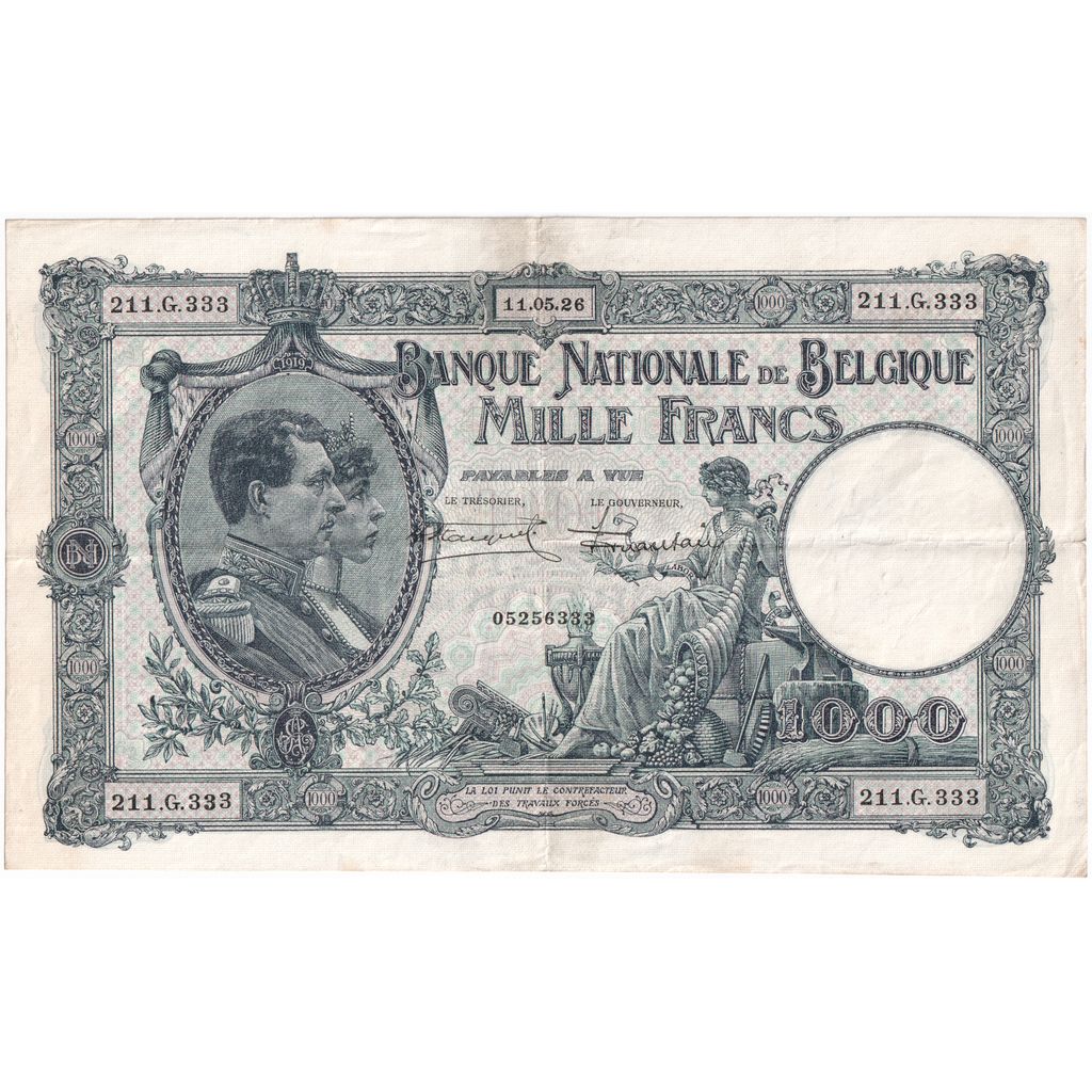 Bélgica, 1000 Francs, 1926-05-11, MBC