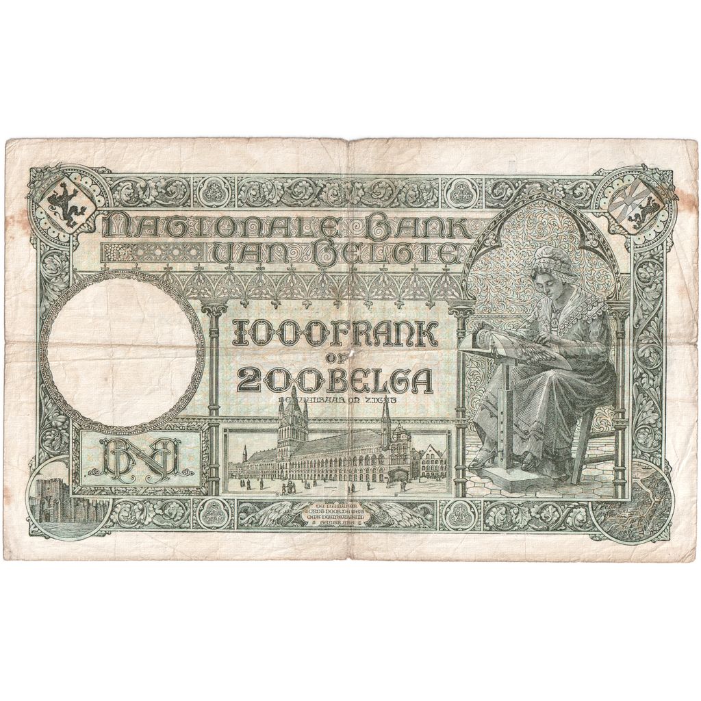 Belgia, 1000 Francs-200 Belgas, 1938-05-10, VF(20-25)